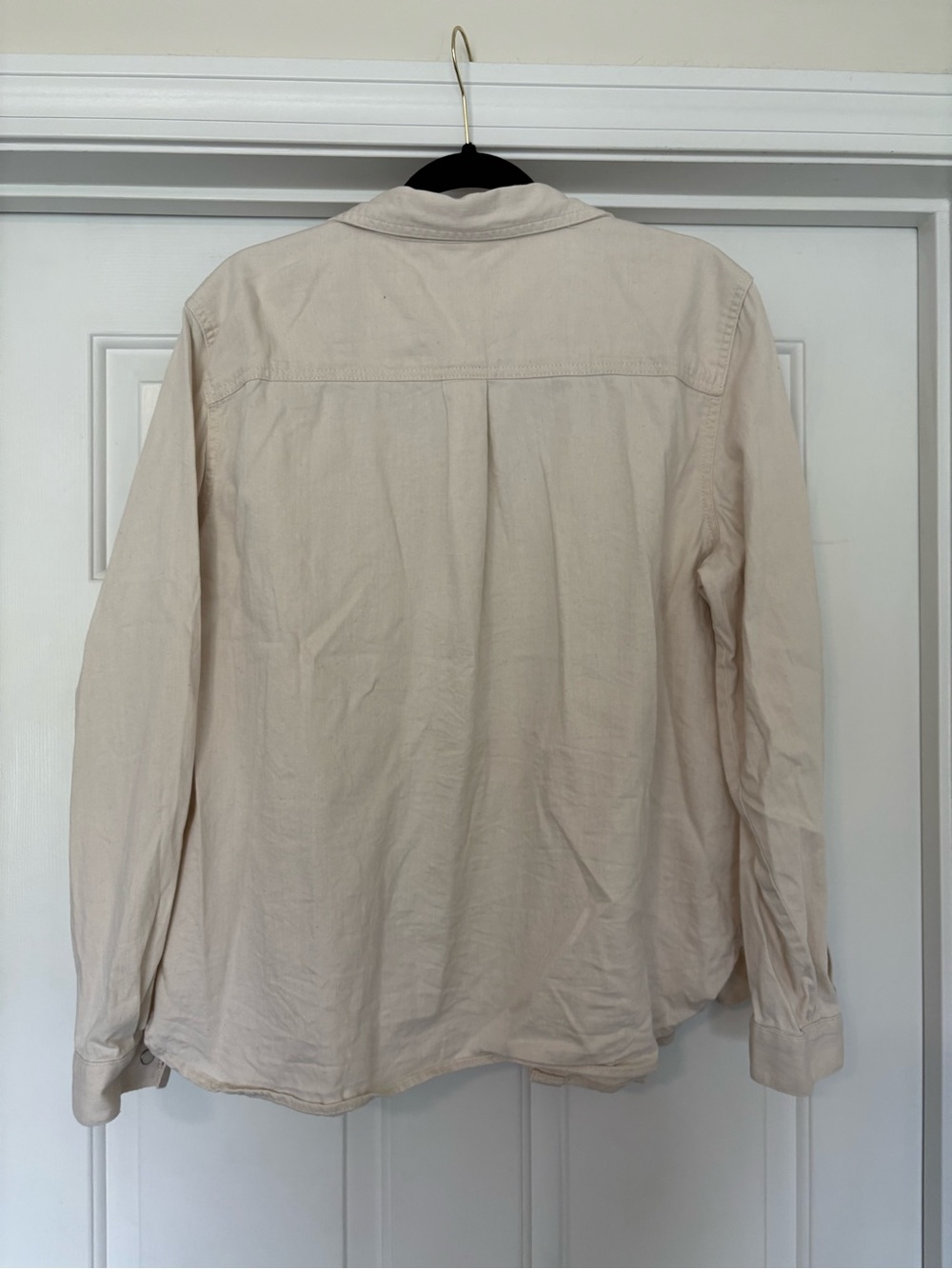 LOFT Light Beige Button Down Shirt | Size XL - Picture 6 of 7